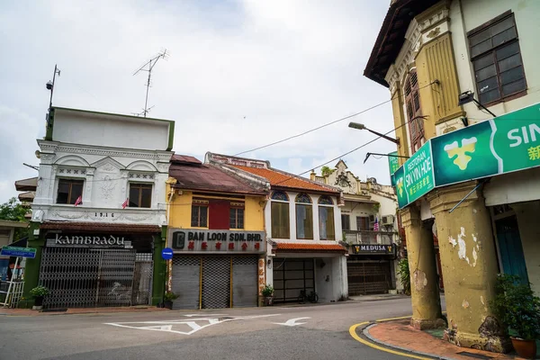 Melaka Malesia Agosto 2022 Empty Street Mattino Con Bellissimi Edifici — Foto Stock