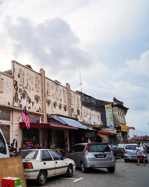 Melaka Malaysia Aug 2022 Παλιά Κτίρια Υγρής Αγοράς Πολλούς Πελάτες — Φωτογραφία Αρχείου