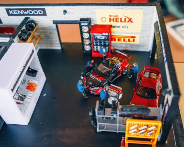 Perak, Malaysia - Aug 12, 2022 : Custom Model Car Toyota Supra in a workshop by Hot Wheels, Hot Wheels Made In Malaysia