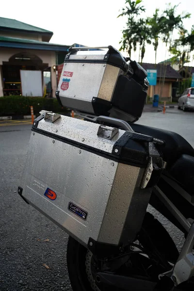 Perak Malaysia August 2022 Motorrad Aufbewahrungstasche Givi Mit Regentropfen Auf — Stockfoto