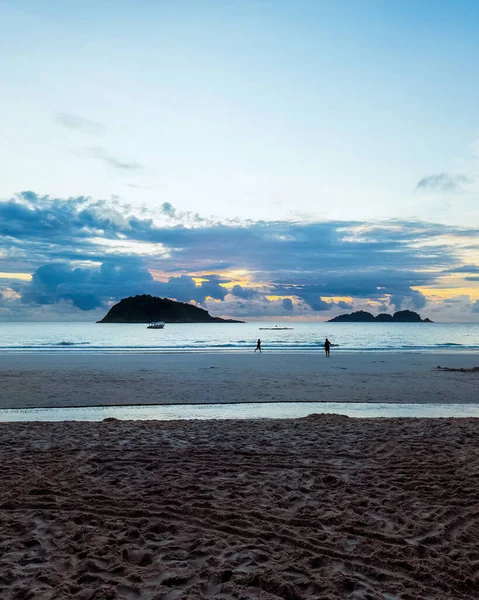 Блакитна Година Під Час Сходу Сонця Пляжі — стокове фото