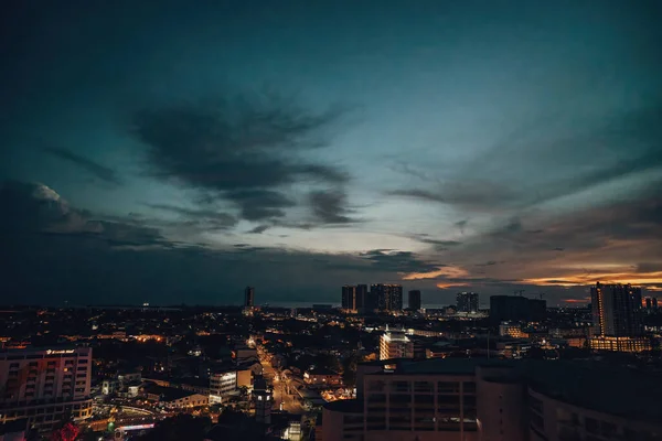 Πανοραμική Θέα Του Ορίζοντα Malacca Την Κυκλοφορία Και Φως Νύχτα — Φωτογραφία Αρχείου