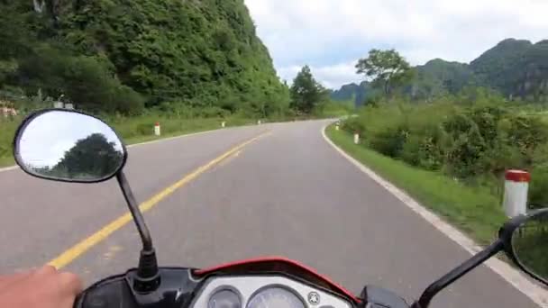 Rijden Een Motor Vietnam Chi Minh Trail Bos Gebied Roadtrip — Stockvideo