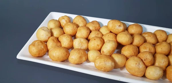 Heerlijke Knapperige Spaanse Mackarel Crackers Met Ronde Vorm Gemaakt Met — Stockfoto