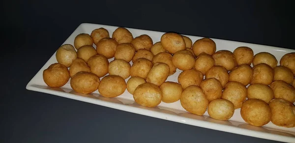 Deliciosos Crunchy Espanhol Mackarel Crackers Com Forma Redonda Feita Com — Fotografia de Stock