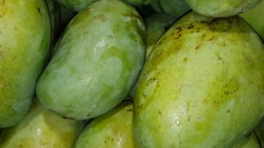 Sepette yeni toplanmış taze mango meyveleri var. Meyve salatasına yemek hazırlamak için çok iyi bir malzeme. Ya da bir yemek pişirme ya da meyve yiyici videolarında. 