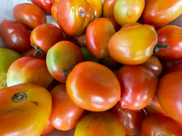 新鲜的红色西红柿适合做背景 红番茄组 — 图库照片
