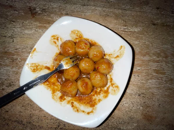 Traditional Indonesian Street Food Called Cilok Typical West Javanese Food — Φωτογραφία Αρχείου