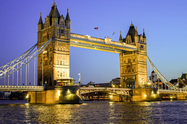 Tower Bridge London United Kingdom Sunset Blue Sky One England Stockfoto