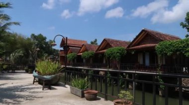 Beautiful house with green garden and pond in rural area of pacitan Central Java, Indonesia