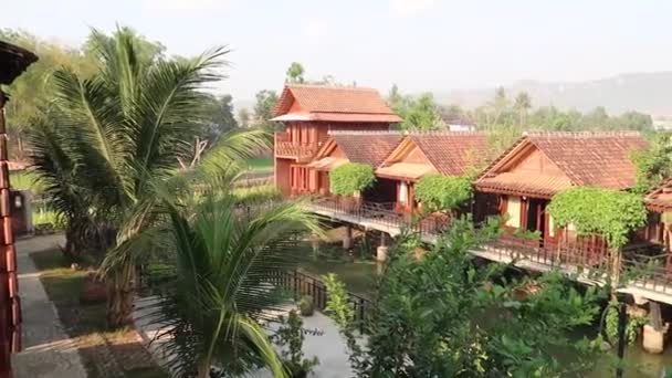 Beautiful House Green Garden Pond Rural Area Pacitan Central Java — Stok Video