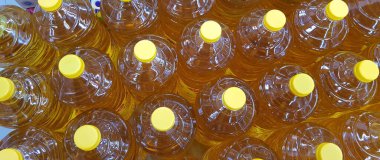 Close up top view of bottled cooking oil to be used for cooking selective focus.