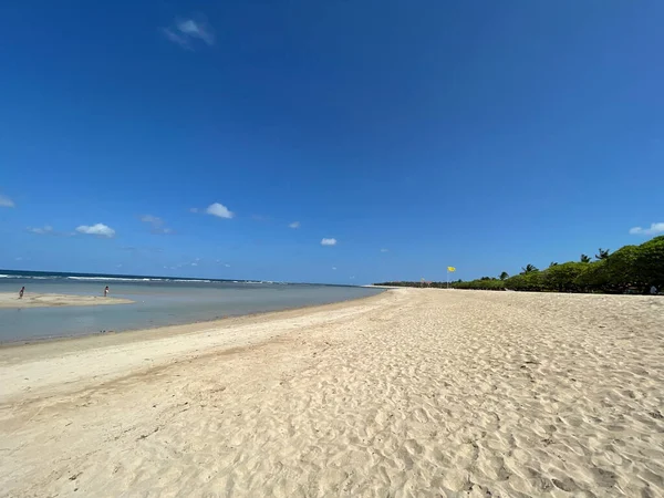 Praia Tropical Clima Ensolarado Com Céu Azul Areias Brancas Panorama — Fotografia de Stock