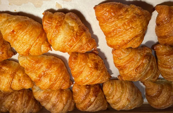 Fresh Baked Croissants Warm Fresh Buttery Croissants Rolls French American — Stock Photo, Image