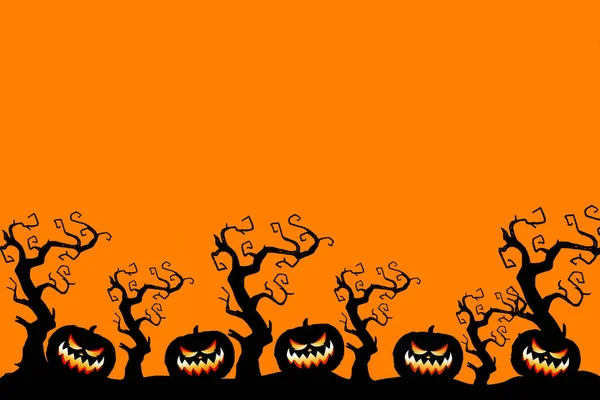 Τρομακτικές Και Τρομακτικές Εικόνες Halloween Και Διανυσματικές Κολοκύθες Φόντο Εικονογράφηση — Διανυσματικό Αρχείο