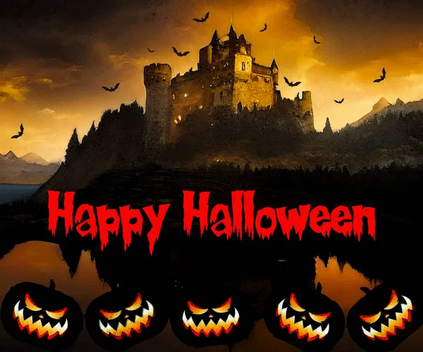 Immagini Halloween Spettrali Spaventose Sfondo Zucche Vettoriali Illustrazione Contenuti Multimediali — Vettoriale Stock