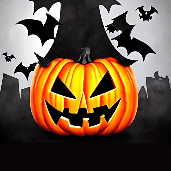 Spookachtige Enge Halloween Beelden Foto Met Pompoenen Illustratie Voor Multimedia — Stockfoto