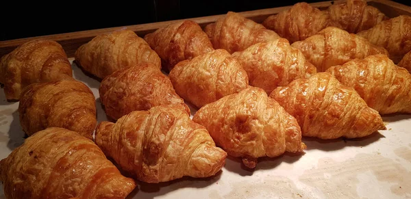 Fresh Baked Croissants Warm Fresh Buttery Croissants Rolls French American — Stock Photo, Image