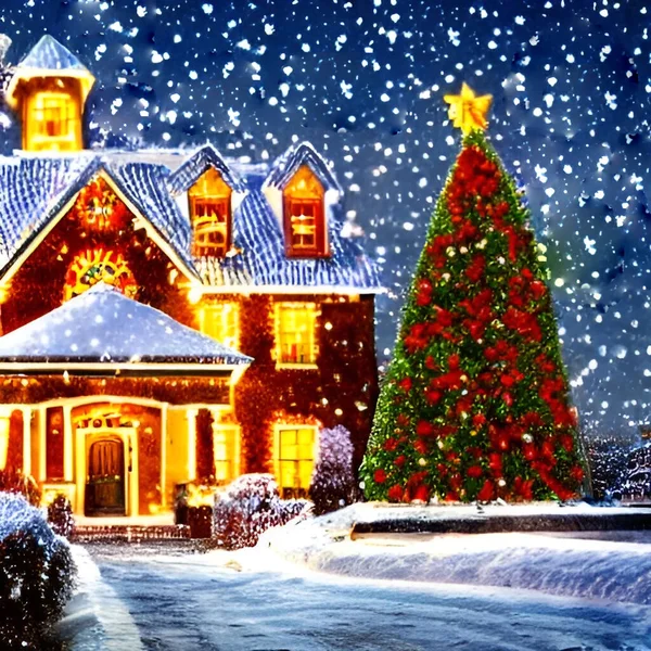 Yılbaşı tebrik kartlarınız ve multimedya içeriğiniz için çeşitli süslemelerle renkli bir Noel kutlaması.