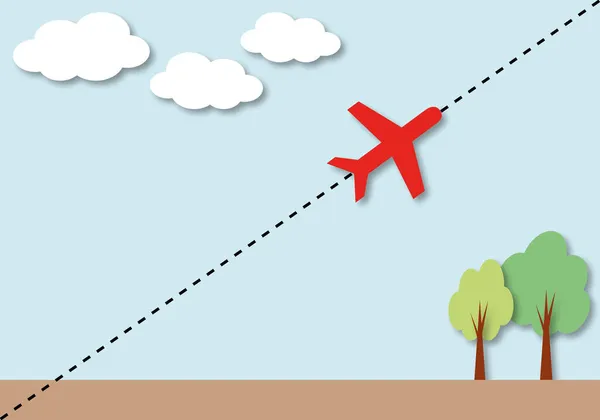 Red airplane flying travel dotted line tracing, Refers to business and financial growth, Success and financial developing, Business concept, paper cut style.