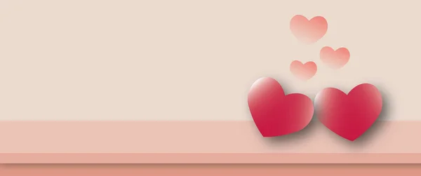 パステルの背景に木製の赤い心 結婚式 バレンタイン 母の日 父の日 誕生日 ポスターやバナー 愛の概念のためのグリーティングカード コピースペース 紙アートデザインスタイル — ストック写真