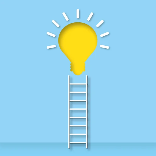Lâmpada Amarela Com Escada Fundo Parede Azul Pastel Ideias Inspiração — Fotografia de Stock