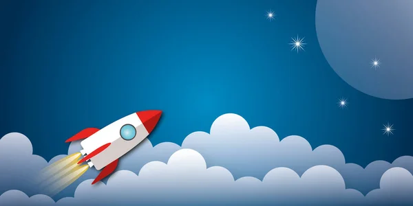 Rocket Clouds Rising Sky Metaphor Business Financial Growth Success Financial — Zdjęcie stockowe