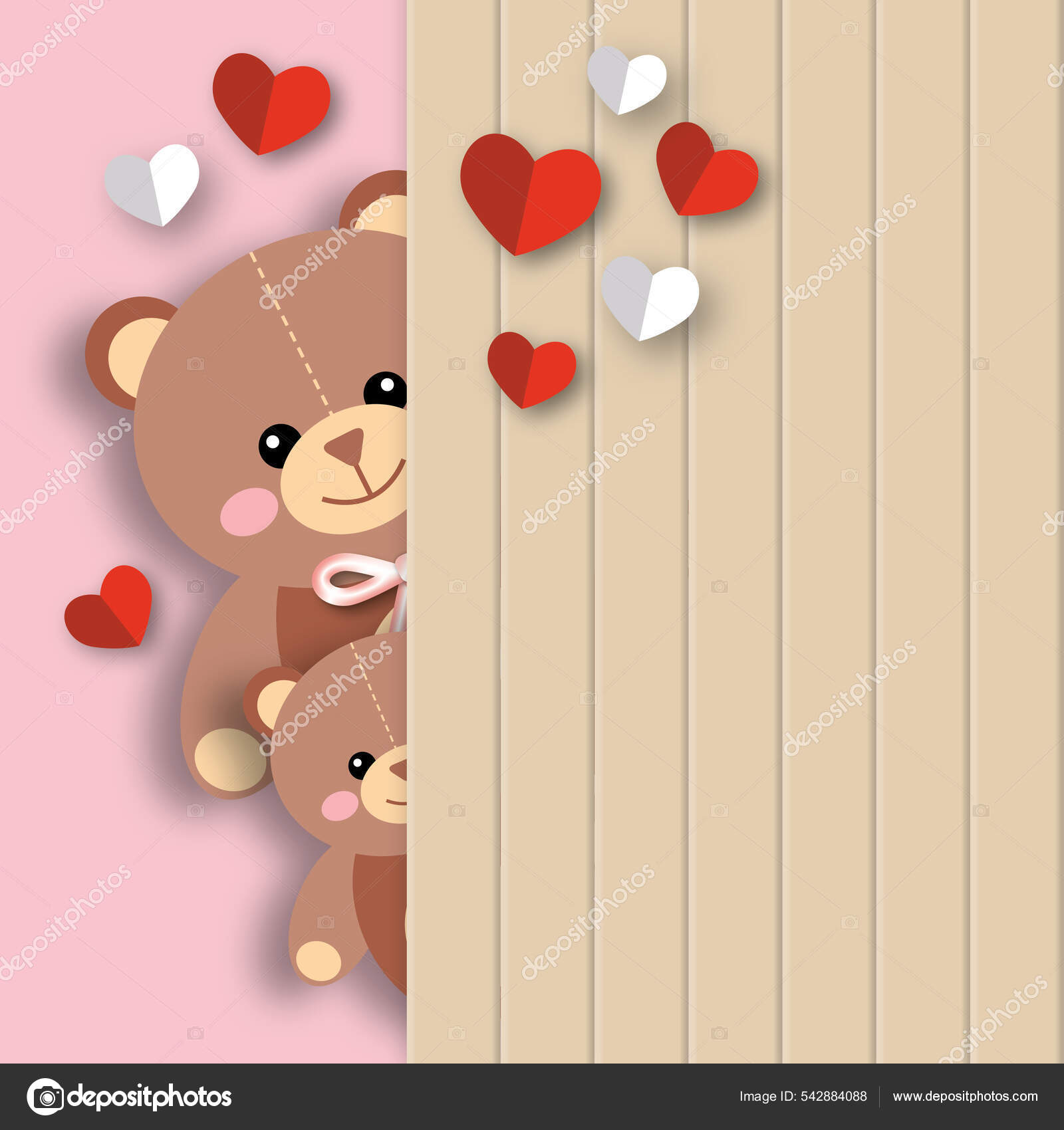 Bonitos Osos Peluche Con Corazones Sobre Fondo Rosa Oso Dibujos