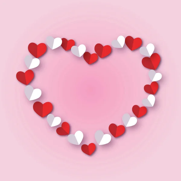 Veel Hartvorm Pastelroze Achtergrond Wenskaart Voor Valentijnsdag Bruiloft Moederdag Vaderdag — Stockfoto