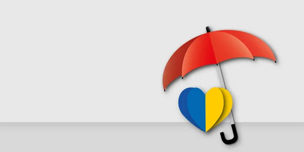 Parapluie Rouge Avec Drapeau Ukrainien Forme Coeur Sur Fond Blanc — Photo