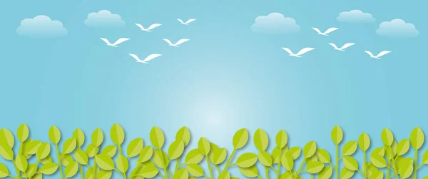 Panorama Blue Sky Background Bird Cloud Sunlight Design Template Nature — Stock Photo, Image