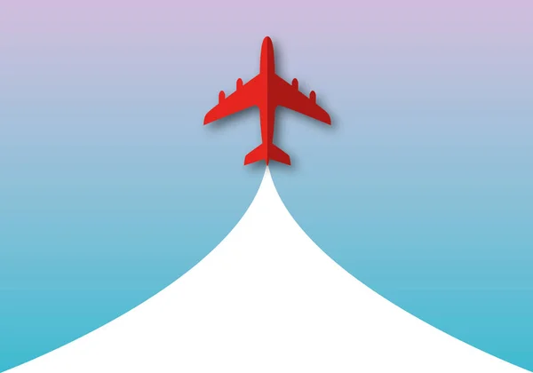 Červené Letadlo Letí Pozadí Oblohy Cestujte Podle Konceptu Letecké Dopravy — Stock fotografie