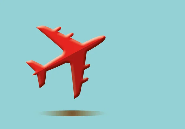 红色的飞机在天空背景中飞行 空运概念 案文的篇幅 3D剪纸设计风格图解 — 图库照片