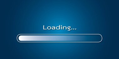 Loading progress bar with white scale on blue background. Monitor or technology business concept. space for the text. illustration paper cut design style. 