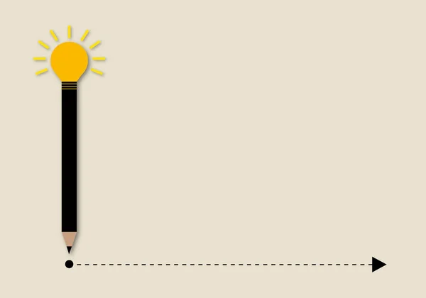 Олівець Жовтою Лампочкою Стрілою Коричневому Тлі Ідеї Концепції Натхнення Бізнес — стокове фото