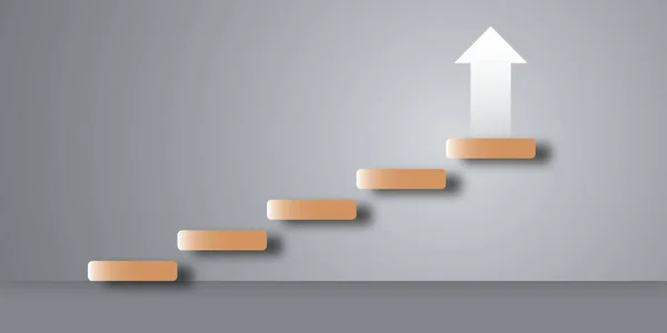 White Arrow Rising Step Stair Metaphor Business Financial Growth Success — Stok fotoğraf
