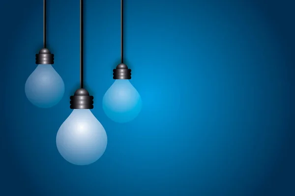 Lâmpada Brilhante Com Luz Sobre Fundo Azul Escuro Ideias Conceitos — Fotografia de Stock
