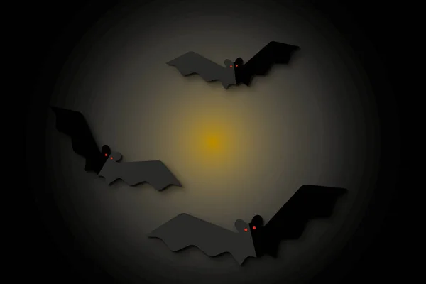 Bats Flying Moon Dark Background Halloween Concept Copy Space Text —  Fotos de Stock
