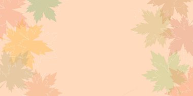 Pastel çeşitliliğinde bitki örtüsü. Akçaağaç yaprakları arkaplanda. Sonbahar ya da sonbahar yaprakları ve Şükran Günü konsepti. Metin için boşluk kopyala. illüstrasyon kağıdı tasarım biçimi.