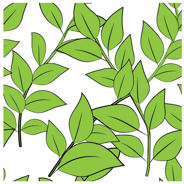 Beau gros plan de feuilles vertes pour la conception de la décoration. Fond de couleur vert abstrait. Tissu vectoriel motif sans couture. Empreinte botanique. Illustration vectorielle d'été. — Image vectorielle