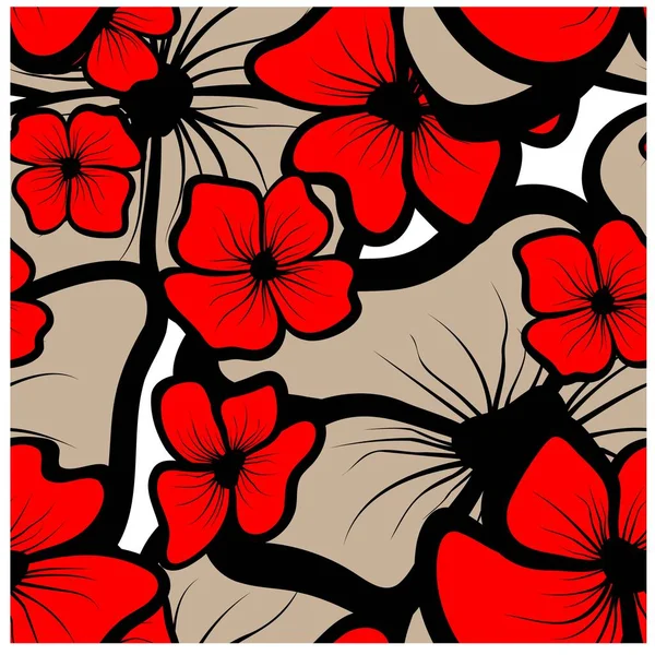 Красные Цветы Отличный Дизайн Любых Целей Векторная Ткань Бесшовный Узор — стоковый вектор