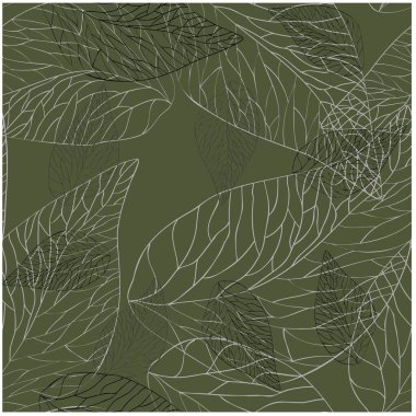 Kusursuz desenli soyut yaprak. Vektör kumaş kusursuz desen. Tasarım elemanı. Soyut çiçek çizimi. Vektör illüstrasyonu