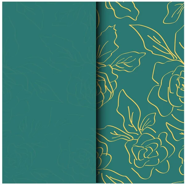 Beautiful Pattern Postcard Brochure Design Vector Drawing Vintage Green Invitation — ストックベクタ