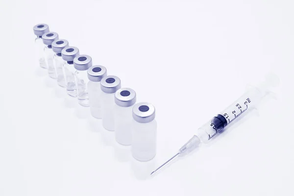 Vial Drug Plastic Syringe Needle Isolated White Background — Stock Photo, Image