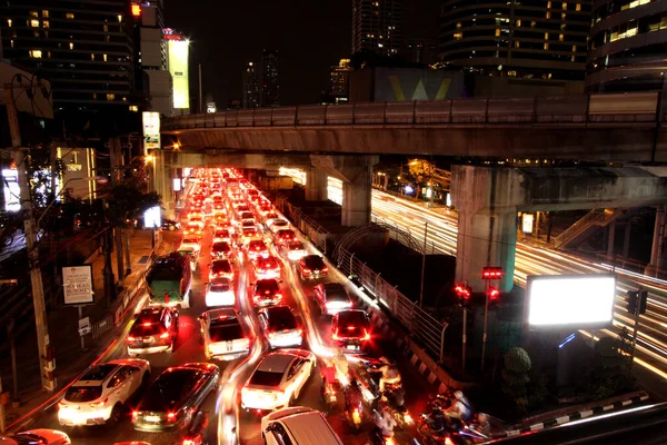 Bangkok Thailand November 2019 Traffic Jam Night Bangkok City Thailand — стокове фото