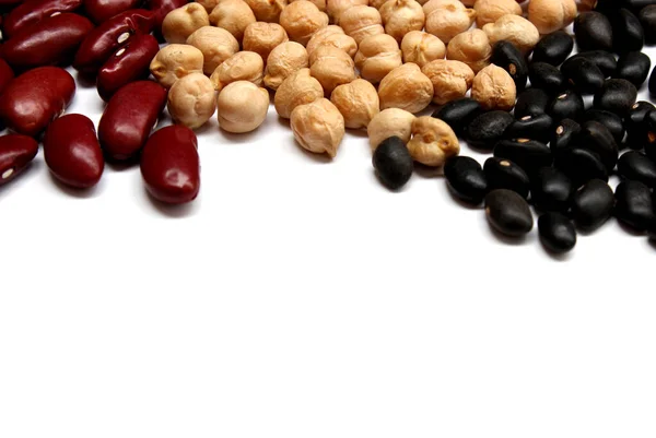 Red Kidney Bean Chickpea Black Bean Isolated White Background — Fotografia de Stock