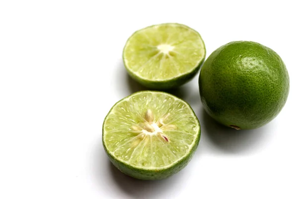 The fresh lime isolated on the white background