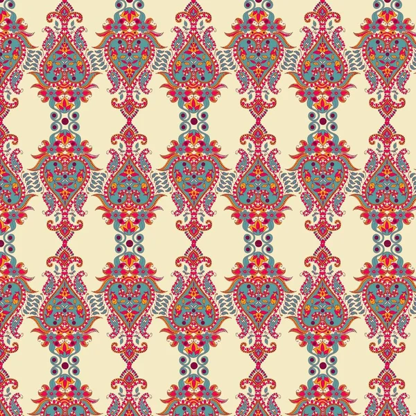 Seamless Paisley Pattern Vintage Flowers Background Decorative Ornament Backdrop Fabric — Stock vektor