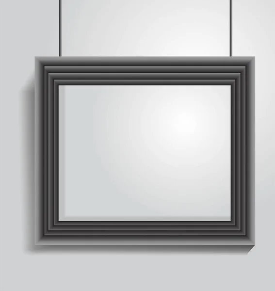 Vector Realista Interior Moderno Negro Blanco Cuadrado Madera Cartel Marco — Archivo Imágenes Vectoriales