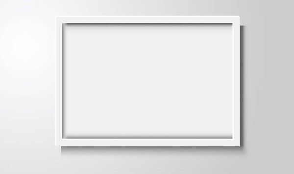 Vector Realistic Modern Interior White Blank Square Wooden Poster Picture Frame Mock-up Set Closeup on White Wall.